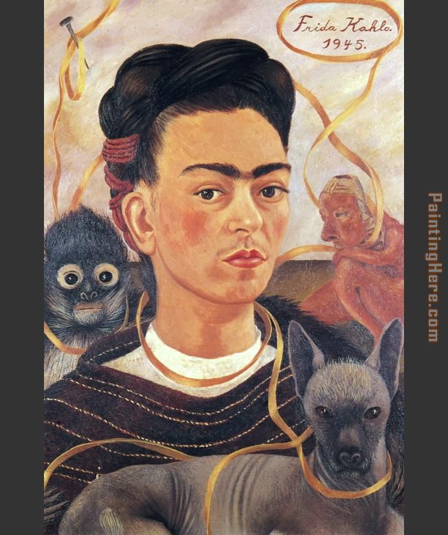 Self Portrait with Small Monkey painting - Frida Kahlo Self Portrait with Small Monkey art painting